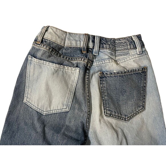 Revice High Rise Straight Leg Distressed Butt Rip Denim Jeans size 25 Light Wash - Picture 4 of 12